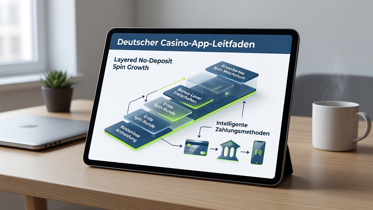 Illustration von Zahlungsflüssen in einer Casino-App mit gestaffelten Bonusindikatoren und Routing-Pfaden