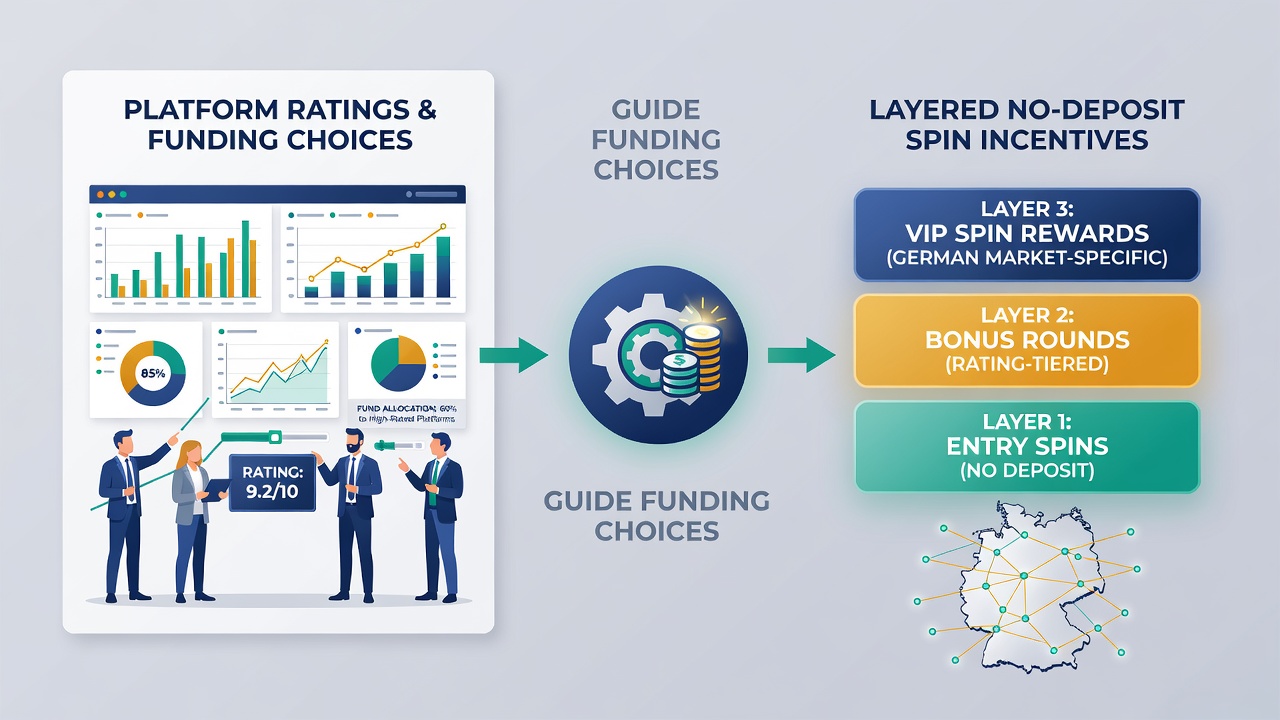 Darstellung gestaffelter No-Deposit-Spin-Incentives und Zahlungsoptionen in mobilen Casinos