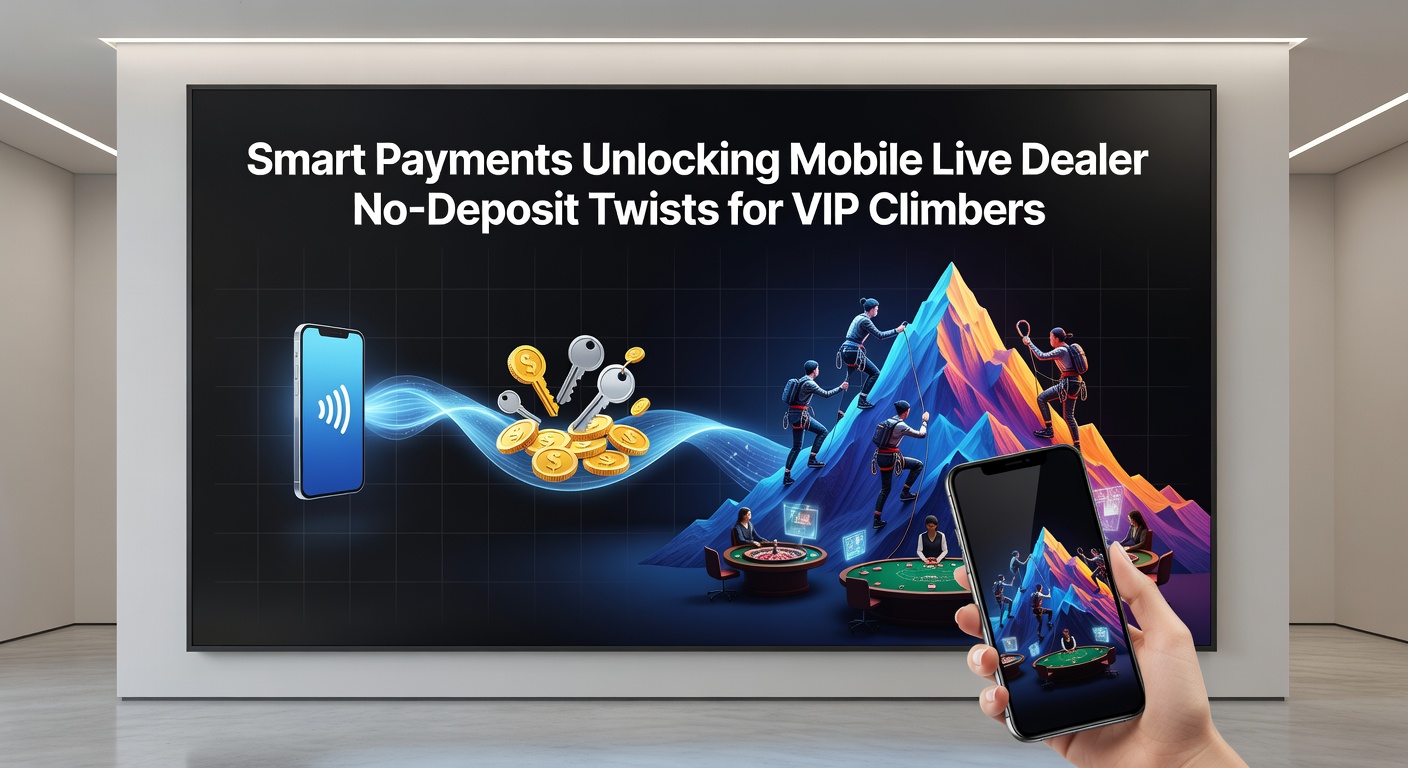 Smartphone mit Live-Dealer-Spiel und Zahlungsikonen, die No-Deposit-Boni für VIPs freischalten