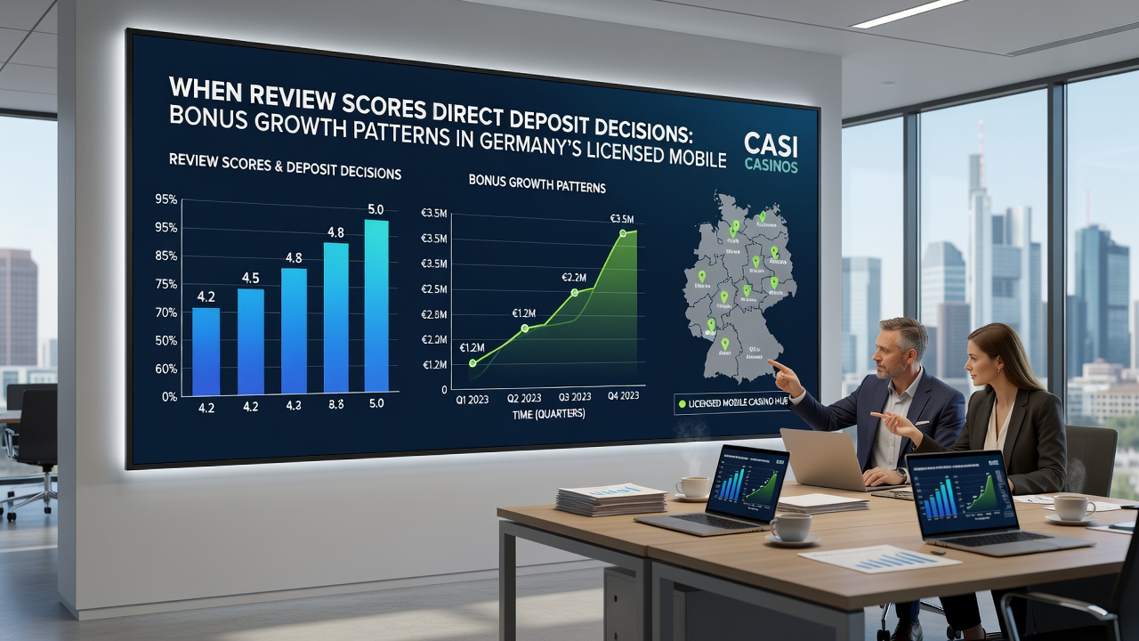 Chart displaying bonus growth trajectories linked to deposit methods selected via review scores in German mobile casinos